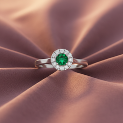 Oval Emerald Delicate Diamond Accent Solitaire