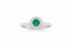 Oval Emerald Delicate Diamond Accent Solitaire