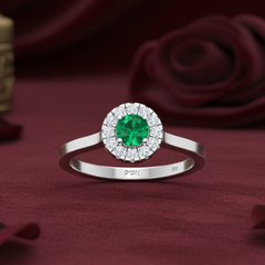 Oval Emerald Delicate Diamond Accent Solitaire