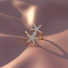 Diamond Sculpted Starfish Duo Coastal Ocean Artisan Elegance