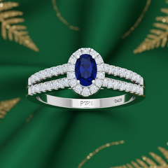 Imperial Oval Sapphire Natural Diamond Azure Celestial