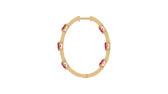 Oval Ruby Diamond Inside-Out Hoop Earrings