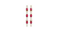 Oval Ruby Diamond Inside-Out Hoop Earrings