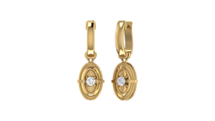 Oval Geometric Round Diamond Drop Earrings