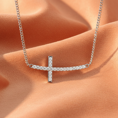 Horizontal Cross Silhouette Encrusted Rotated-Symbol Contemporary