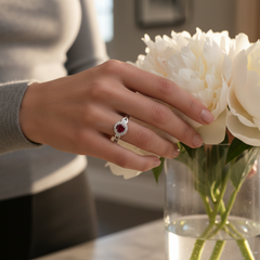Center Stone Ruby With Diamond Approx Half Cttw