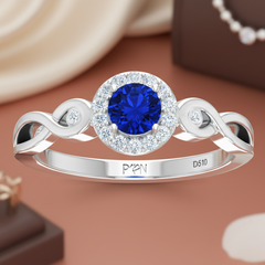 Center Stone Sapphire With Diamond Approx Half Cttw