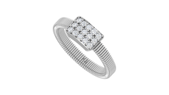 Rectangular Grid Diamond Ribbed Statement Ring