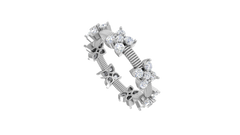 Alternating Floral Cluster Fluted Eternity Band Ring