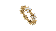 Alternating Floral Cluster Fluted Eternity Band Ring