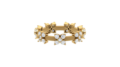 Alternating Floral Cluster Fluted Eternity Band Ring