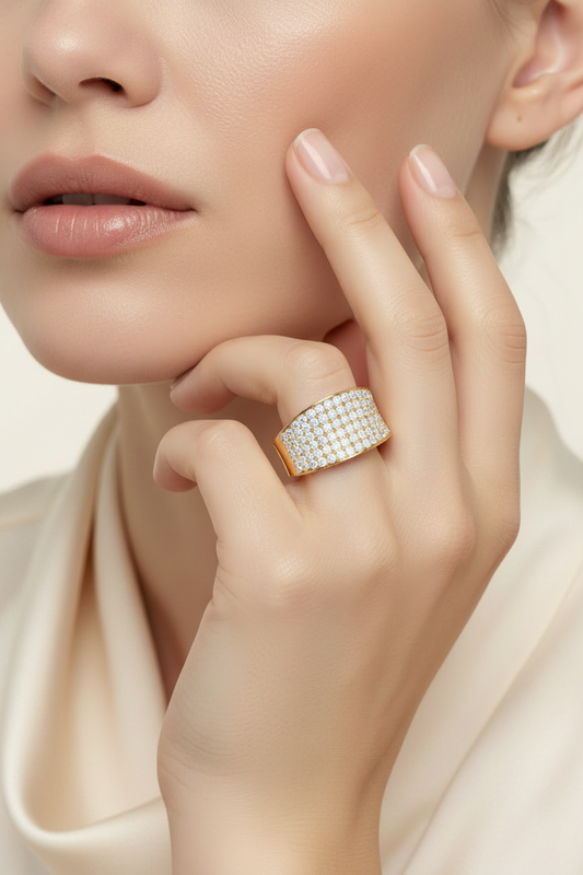 Seven Row Diamond Wide Band