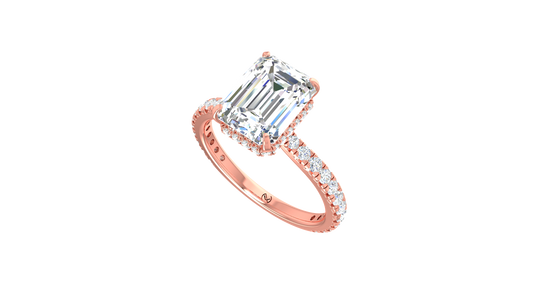 Emerald Solitaire French Pave Lab Grown Diamond - R2023B