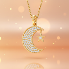 Celestial Crescent Sparkling Moon and Star Diamond