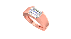 Horizontal Emerald Cut Half Bezel Solitaire Lab Grown Diamond - R2328B