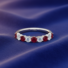Nine Stone Ruby With Diamond Half Cttw