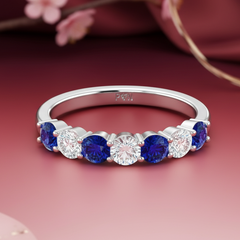 Nine Stone Sapphire With Diamond Half Cttw