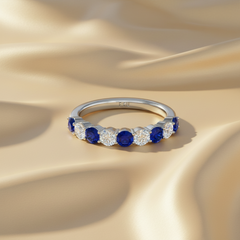 Nine Stone Sapphire With Diamond Approx One Cttw