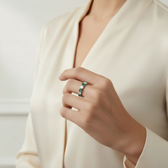 Nine Stone Emerald With Diamond Approx One Cttw