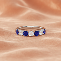 Seven Stone Sapphire With Diamond Half CTTW