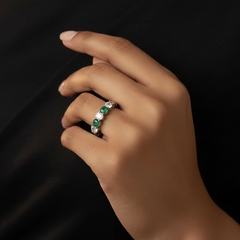 Seven Stone Emerald With Diamond Half CTTW