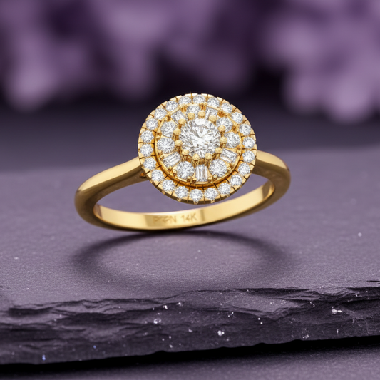 Diamond Floral Circular Cluster Statement Blooming Radiant Full Eternal
