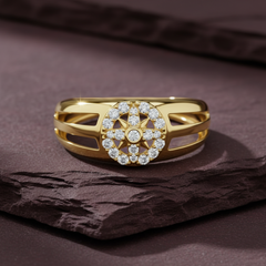 Split-Shank Diamond Open Airy Medallion Romantic Halo Delicate