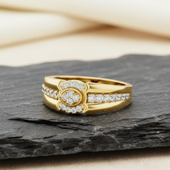 Premium Raised-Halo Geometric Diamond
