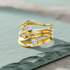 Fluid Ripple Multi-Row Three Stone Diamond