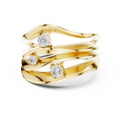 Fluid Ripple Multi-Row Three Stone Diamond