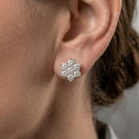 Dainty Floral Cluster Seven-Gem Blossom Natural Diamonds