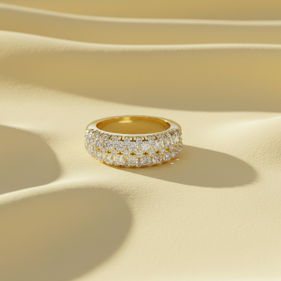 Multi-Row Open Work Half Natural Diamond