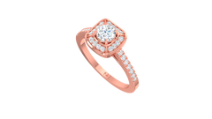 Round Brilliant Cushion Halo Pave Ring