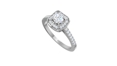Round Brilliant Cushion Halo Pave Ring