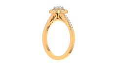 Round Brilliant Cushion Halo Pave Ring