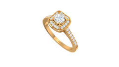 Round Brilliant Cushion Halo Pave Ring