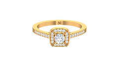 Round Brilliant Cushion Halo Pave Ring