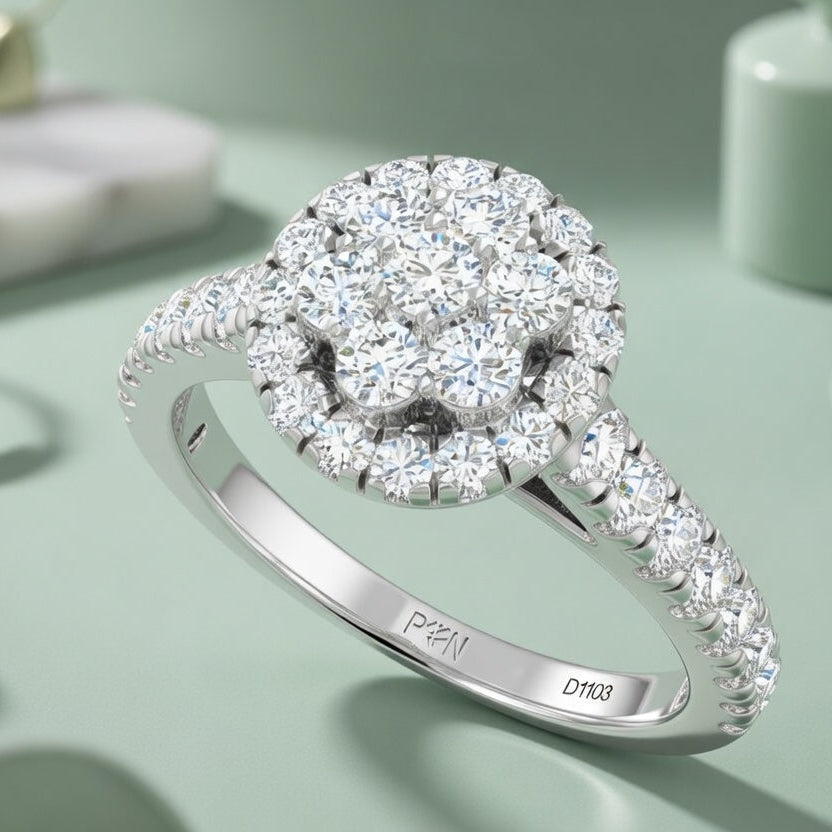 Flower Halo Blooming Crown Diamond