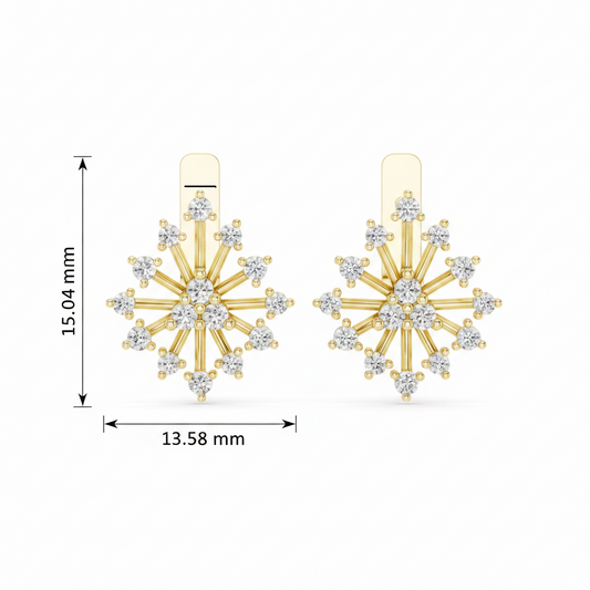 Icy Diamond Crystalline Radial Snowflake Celestial Symmetrical Geometric Winter