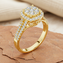 Load image into Gallery viewer, Double-Shank With Diamond Halo