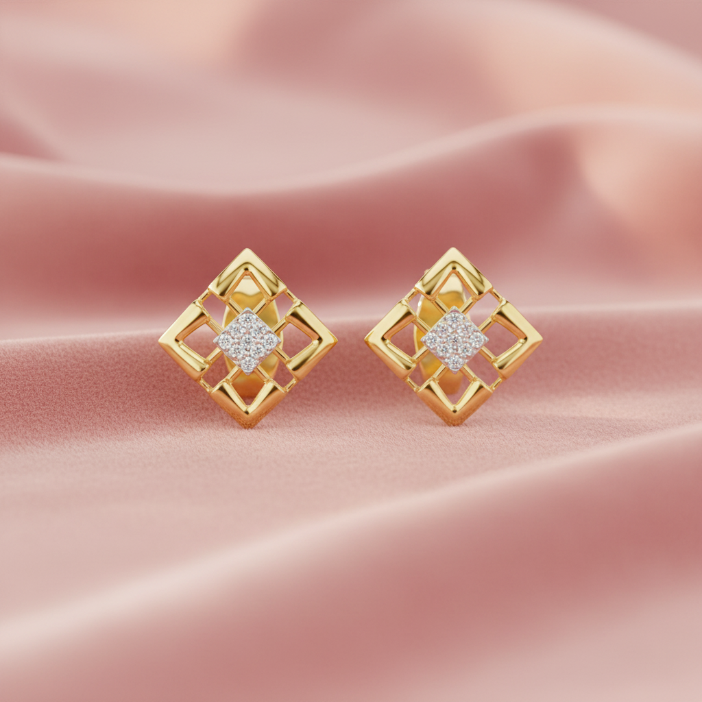 Rhombus Geometric Four Stone Diamond