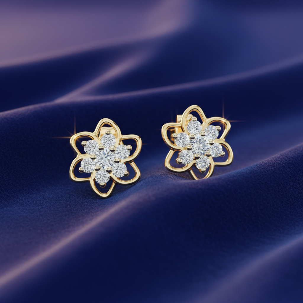 Floral Diamond Bloom Petal Open Airy Garden-Inspired Radiating Feminine Luxury