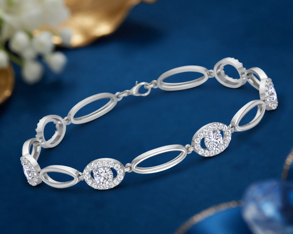 Oval and Circular Diamond Link Bracelet