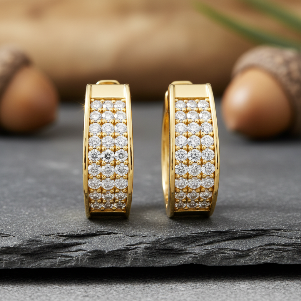 Triple-Row Diamond-Encrusted