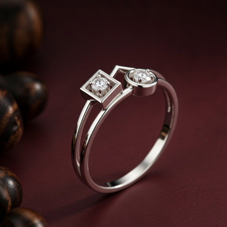 Mixed Square & Circle Duo Diamond Accent