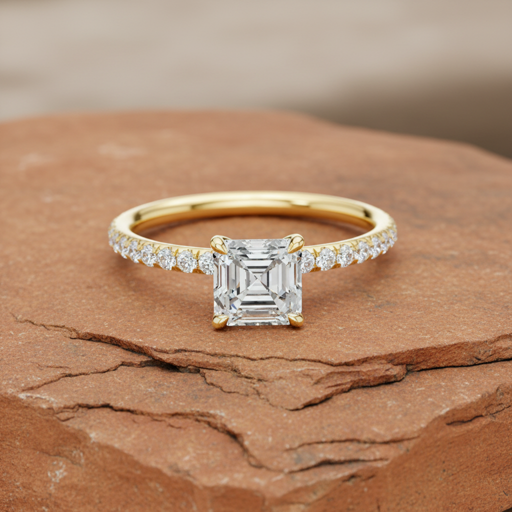 1.00 ctw Asscher cut Center Lab Grown
