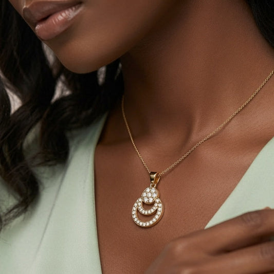 Elegant Cascading Diamond Oval Drop  Pendant