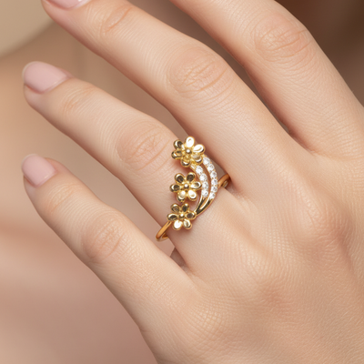 Triple Flower Diamond Accent Band