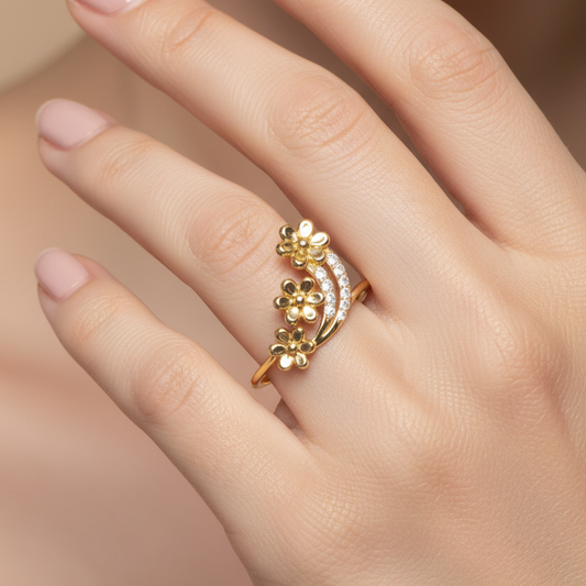 Triple Flower Diamond Accent Band