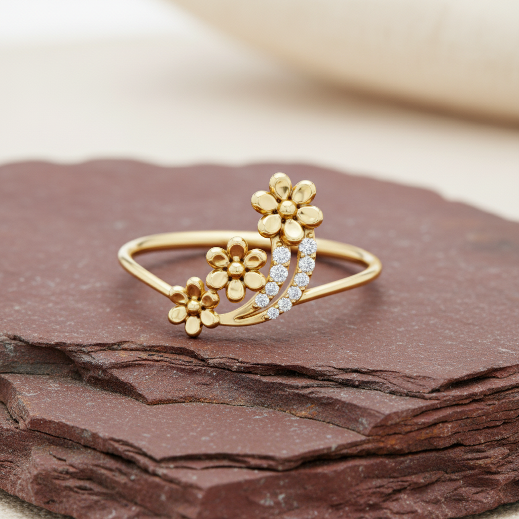 Triple Flower Diamond Accent Band